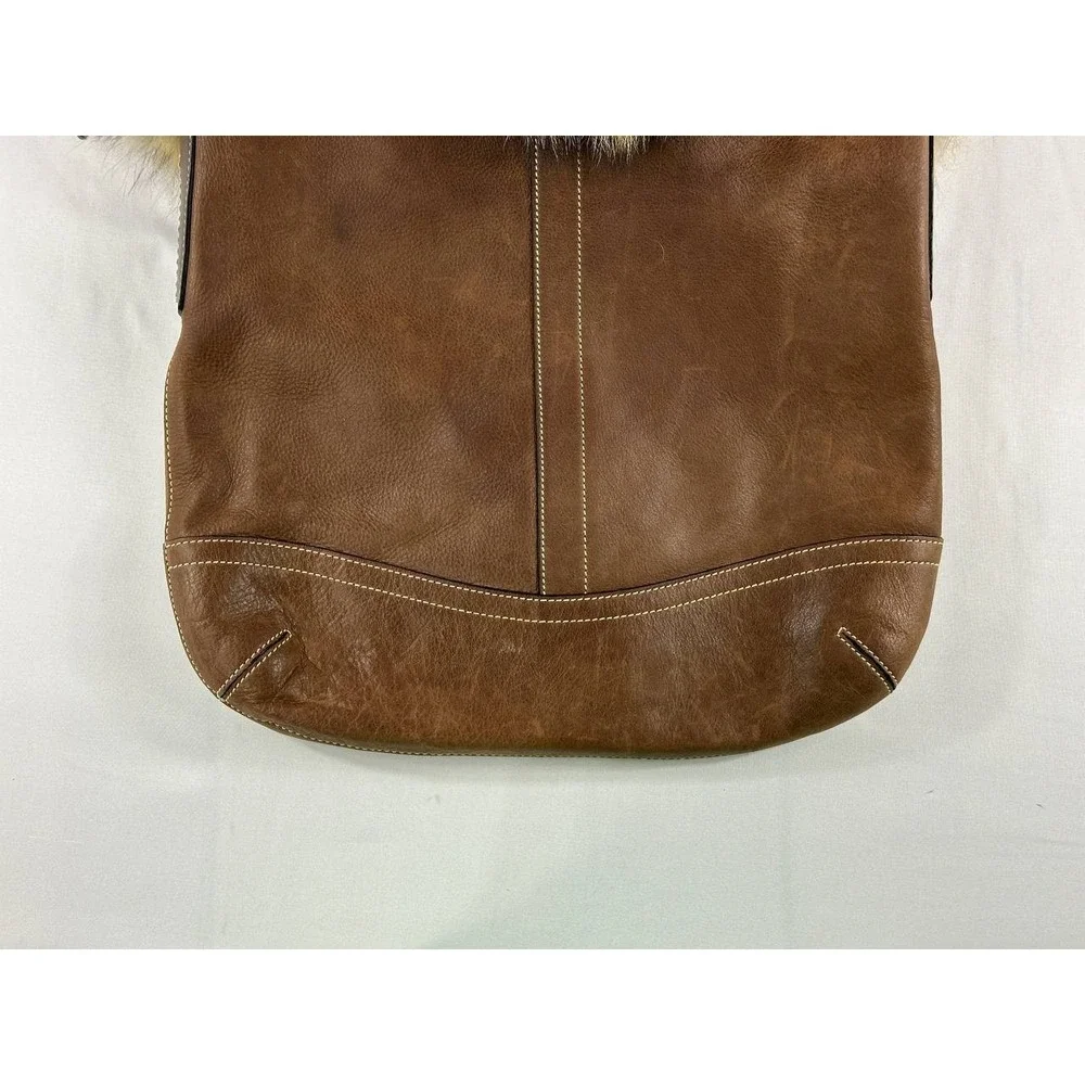 COACH Vintage 2004 Archival Rare Piece Cowhide & COYOTE FUR Hobo No. 1426 Purse